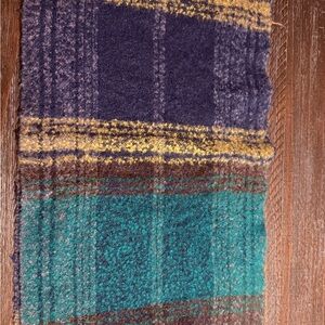 Plaid Soft Infinity Scarf in Blue and Yellow